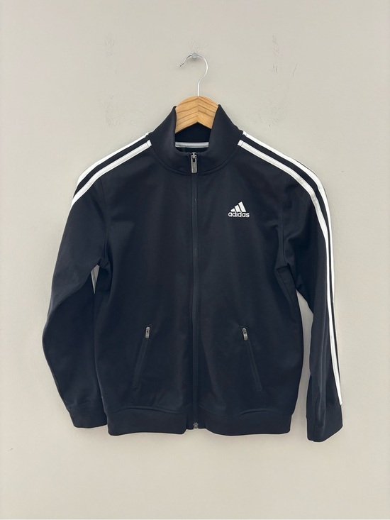 adidas Other - Adidas Youth Track Jacket Black White 3 Stripe Full Zip Athletic Jacket Size M